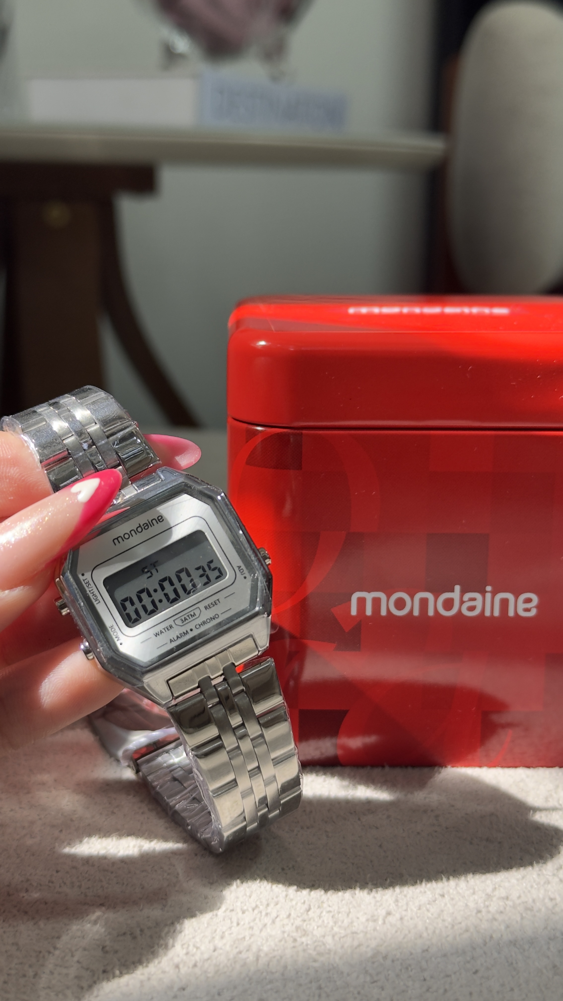 Relógio Digital Mondaine Vintage Prata